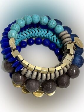 Anthropologie | David Aubrey | Multi Glass and Natural Stone Wrap Bracelet